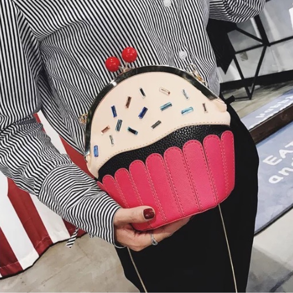 Whimsical Pink Sprinkle Cupcake Crossbody Purse - Picture 4 of 16